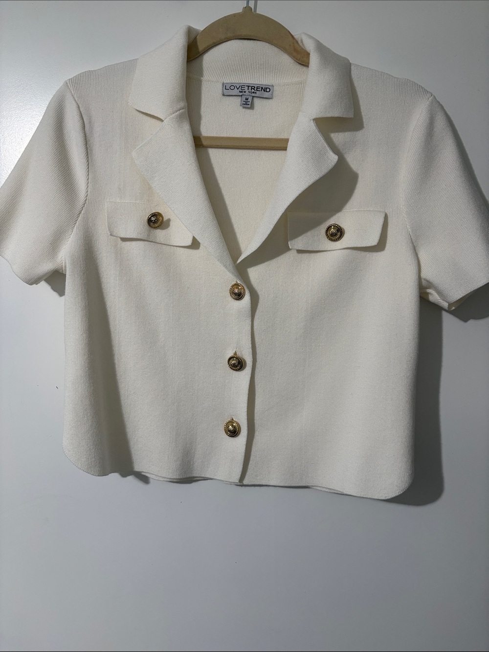 Cream Short Sleeve Button Blazer